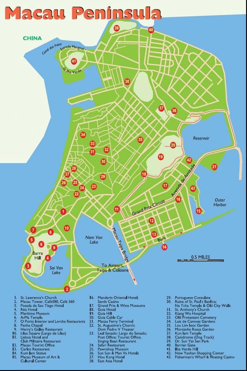 Macau turistide laigud kaardil