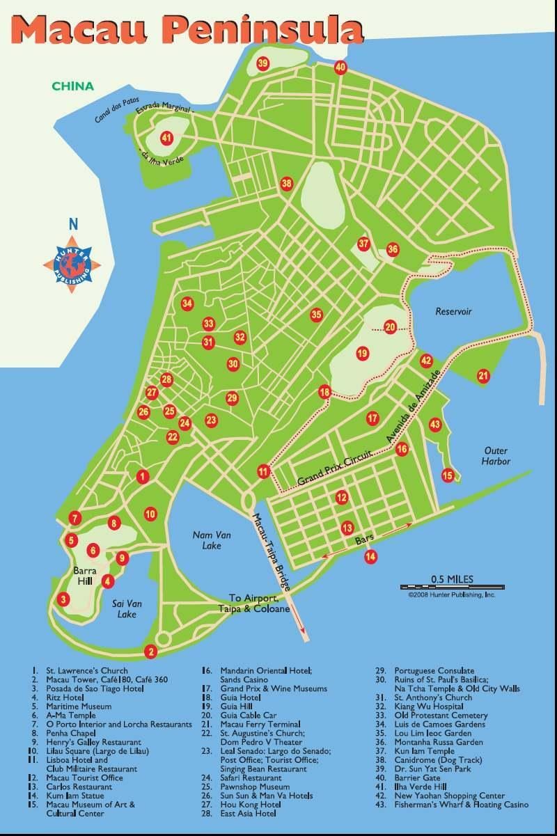 Macau vaatamisväärsusi kaardil