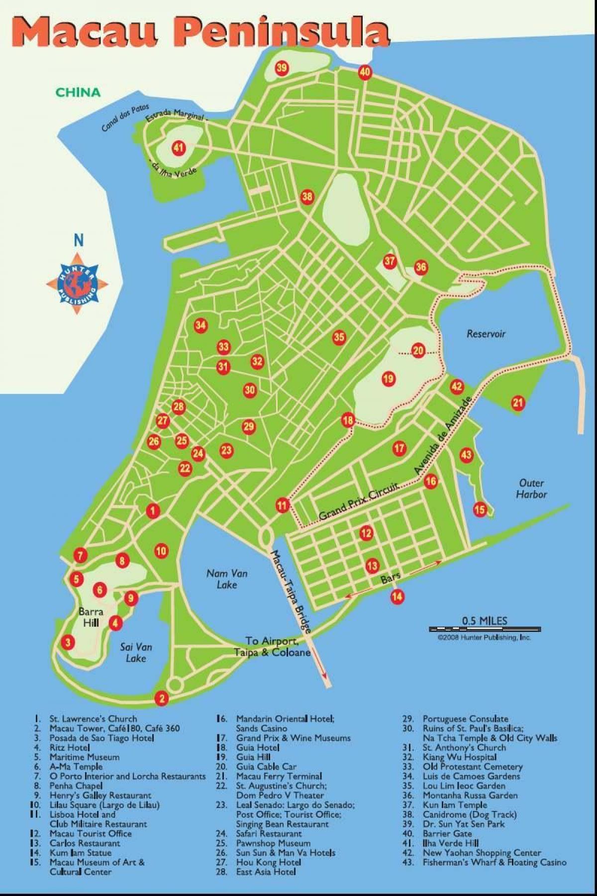 Macau vaatamisväärsusi kaardil